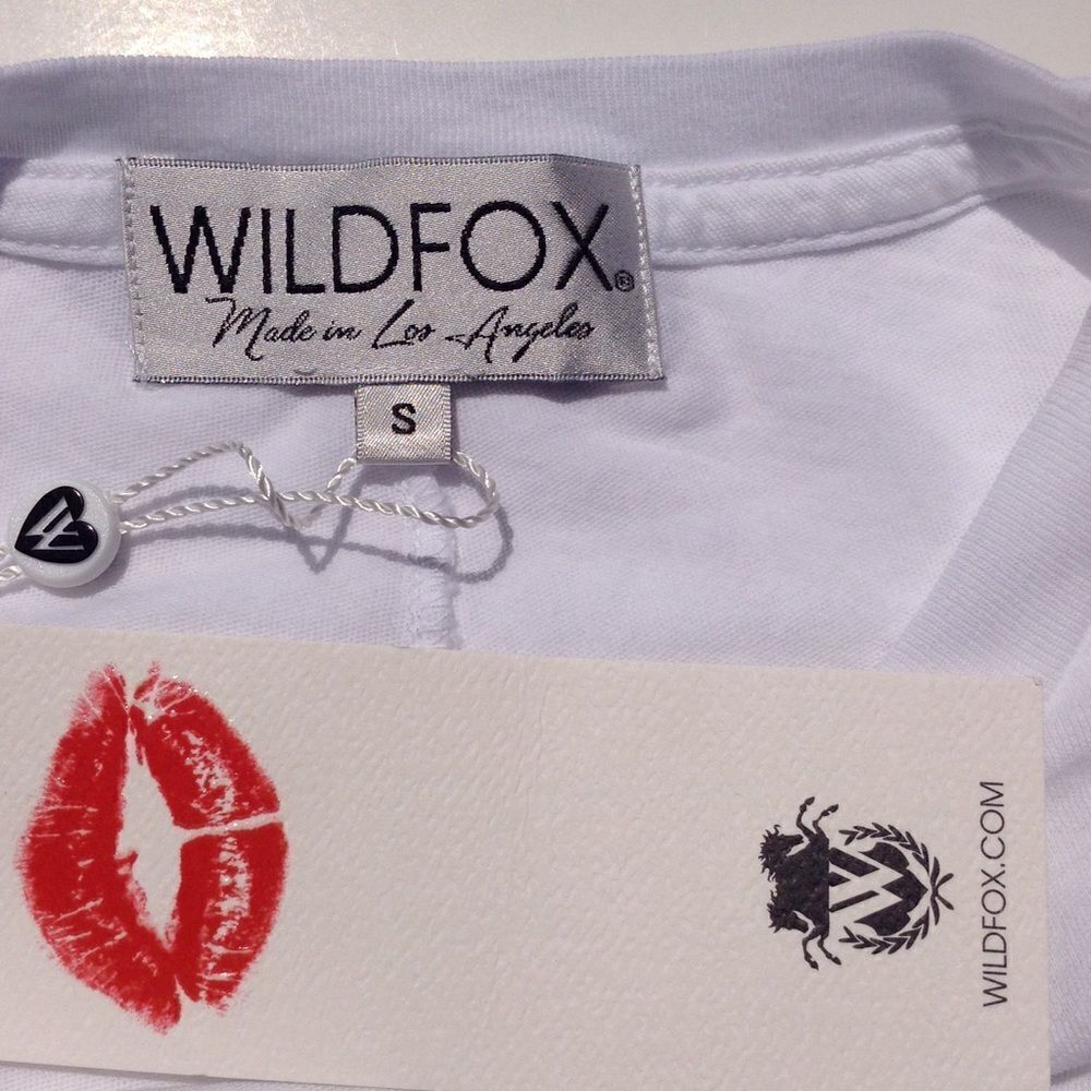 Wildfox Couture Essential White Cotton Tee Miss American Roll Sleeve T-Shirt - Picture 5 of 5